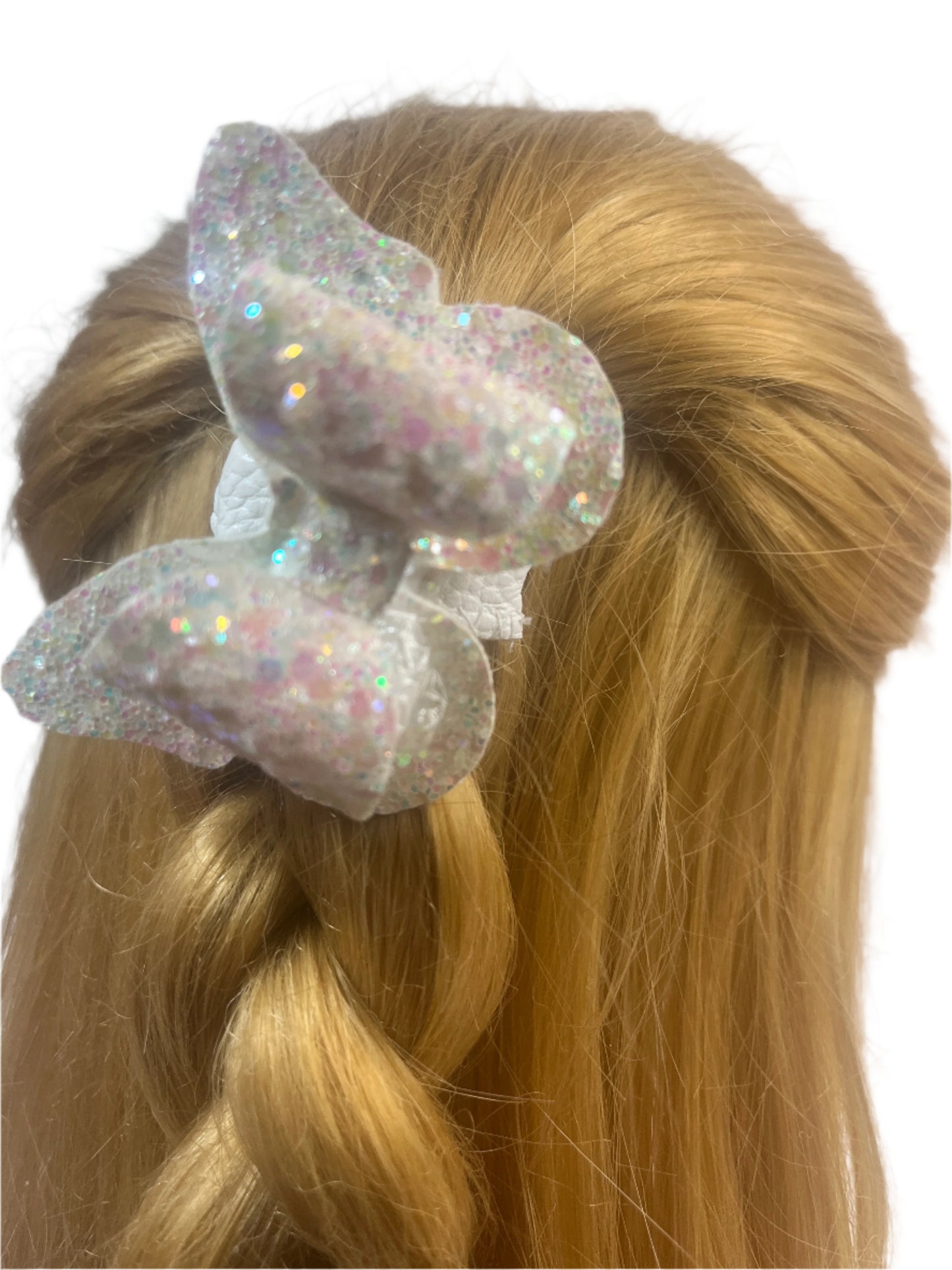 Fluorescent White Butterfly Chic Hairbow