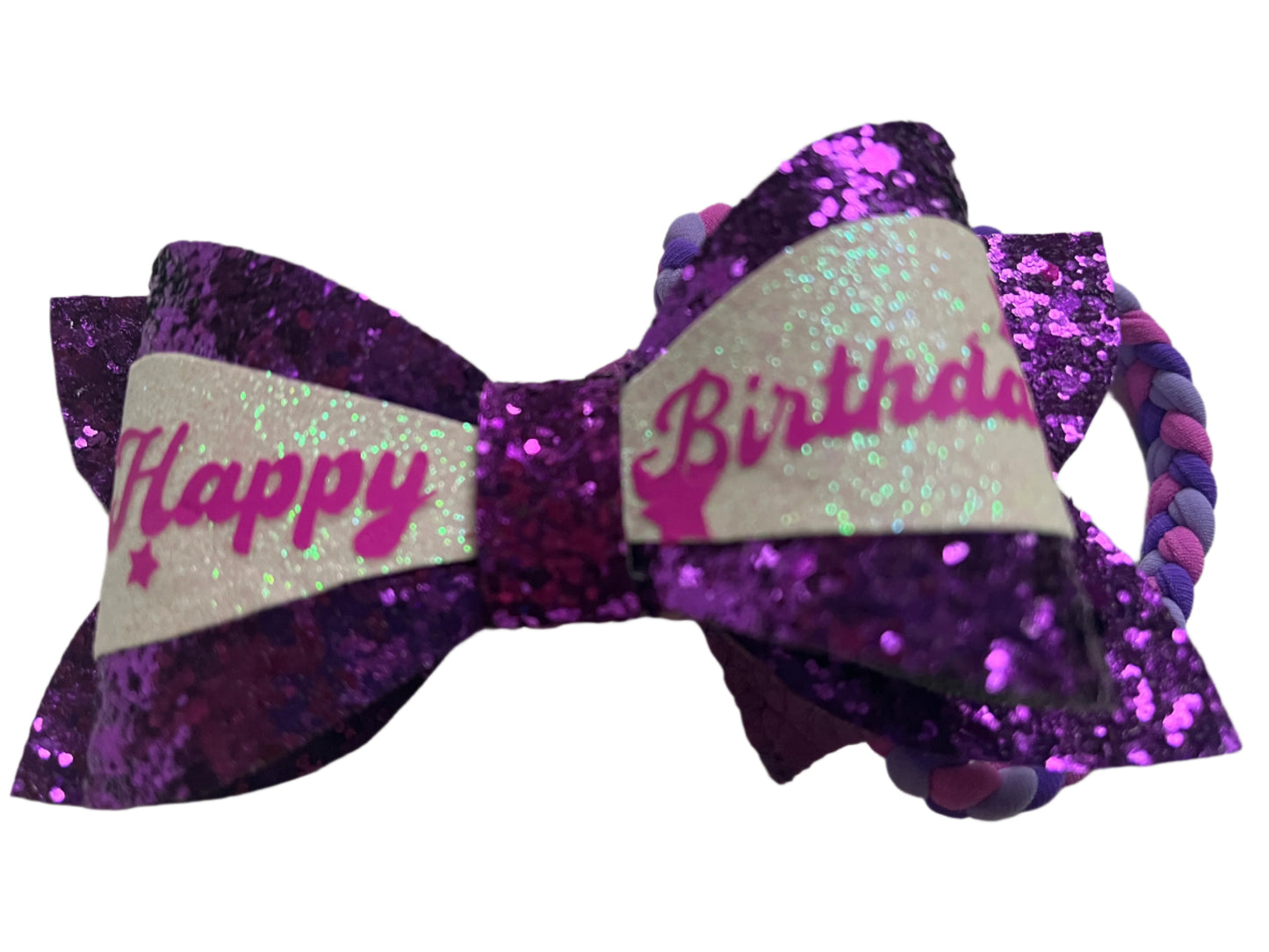 Happy Brirthday Chic Hairbows - Purple Glitter