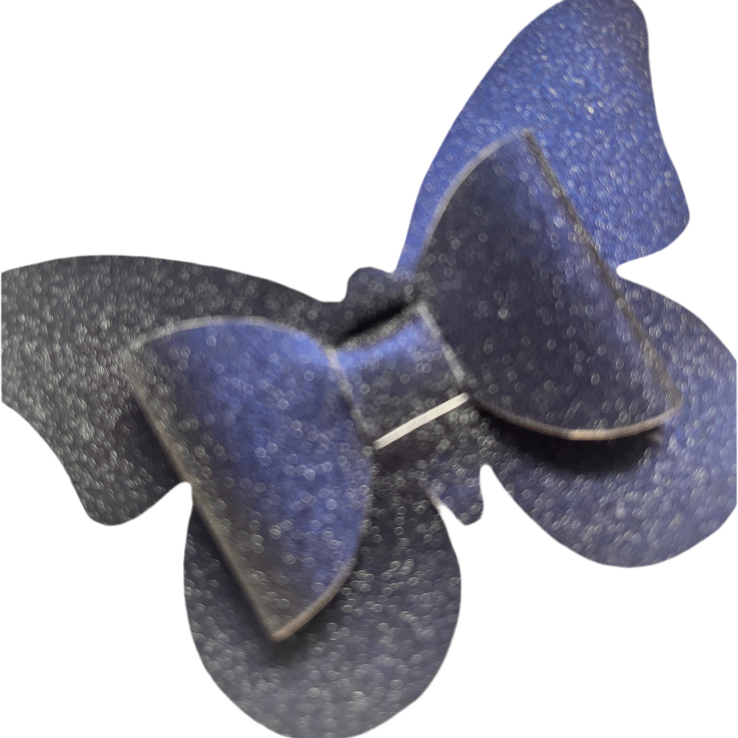 Butterfly on Navy Blue/ Silver Chic Hairbow