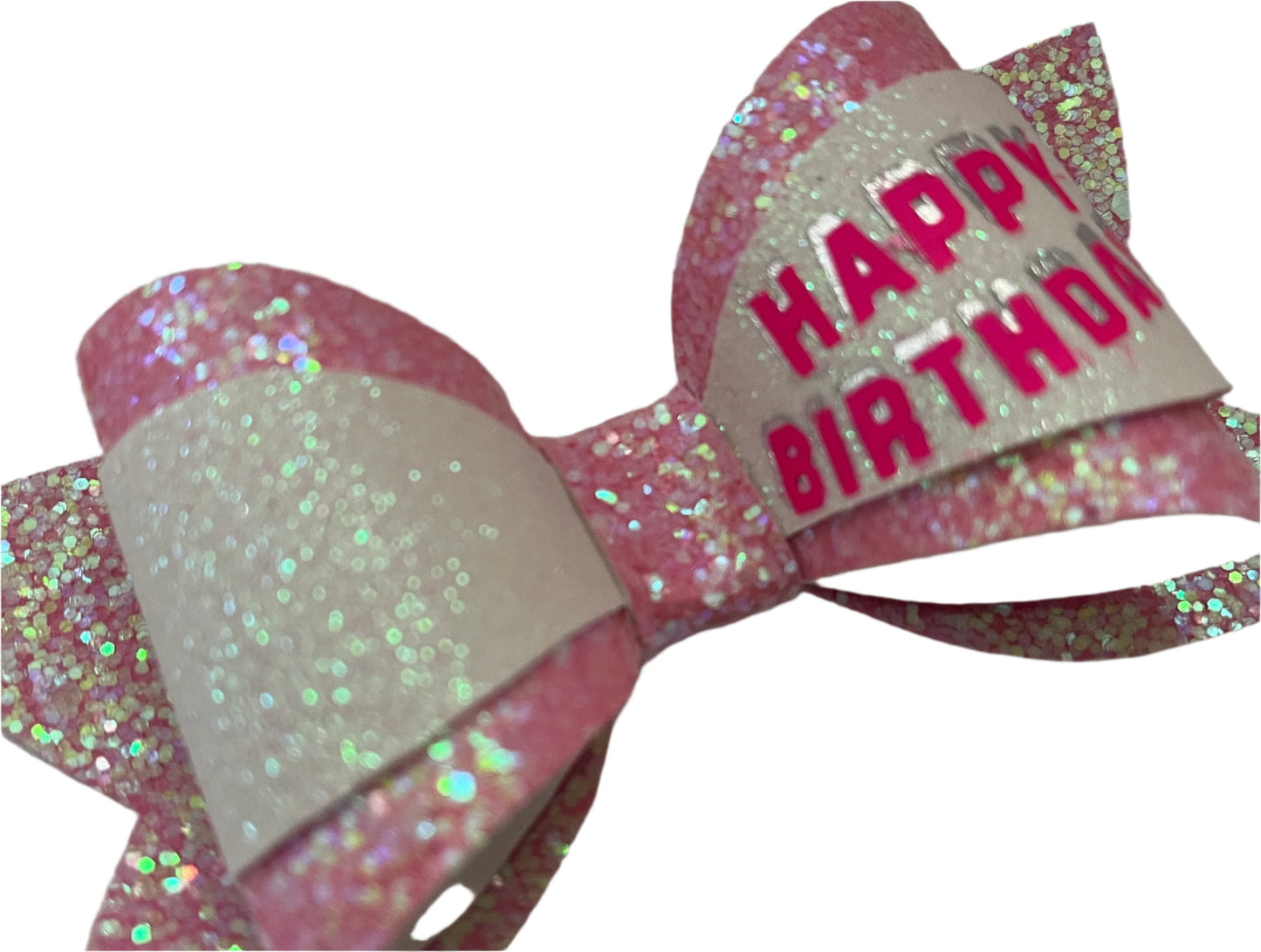 Happy Birthday Collection Pink On White Chic Hairbows