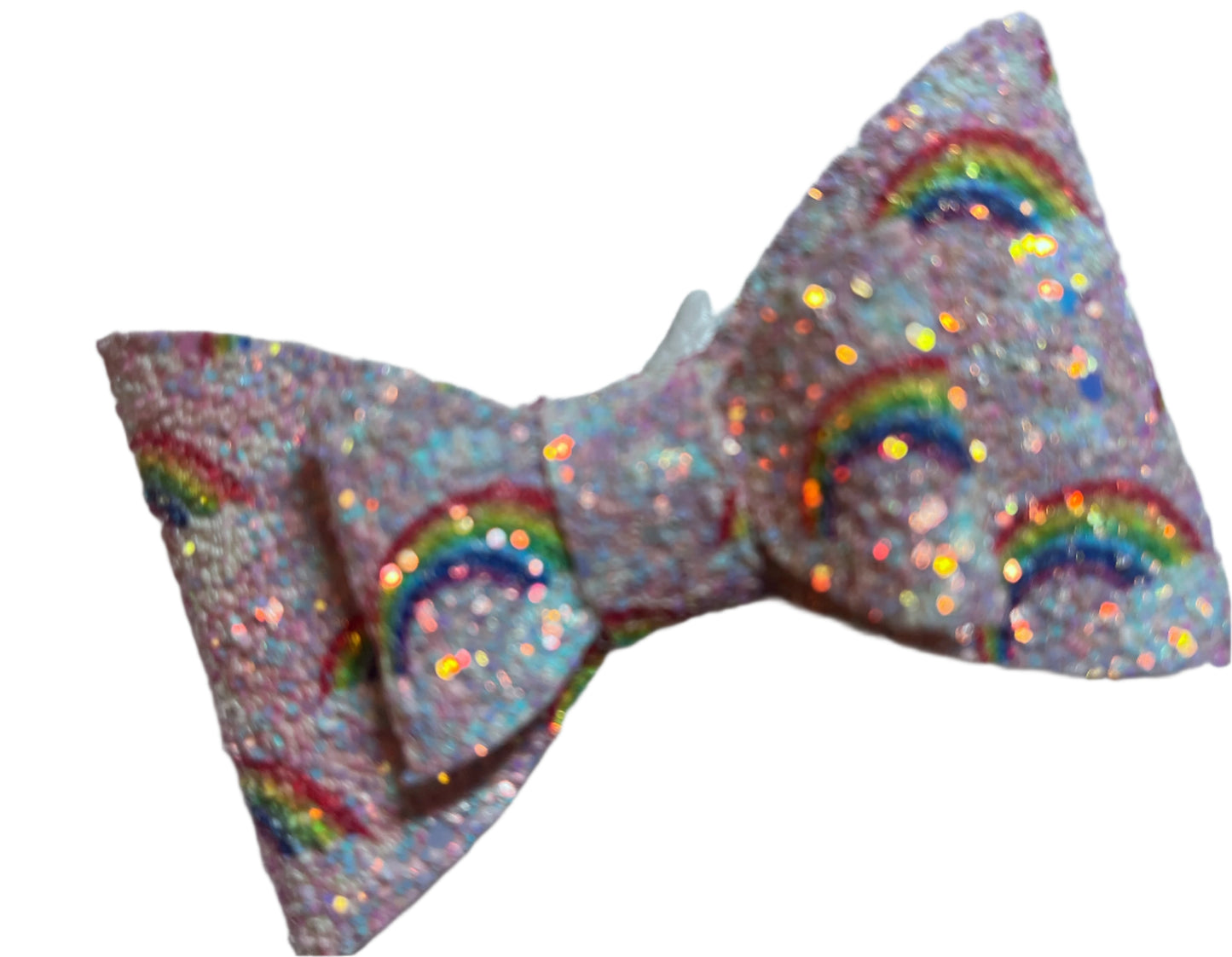 Pink Glitter On Rainbow Chic Hairbows