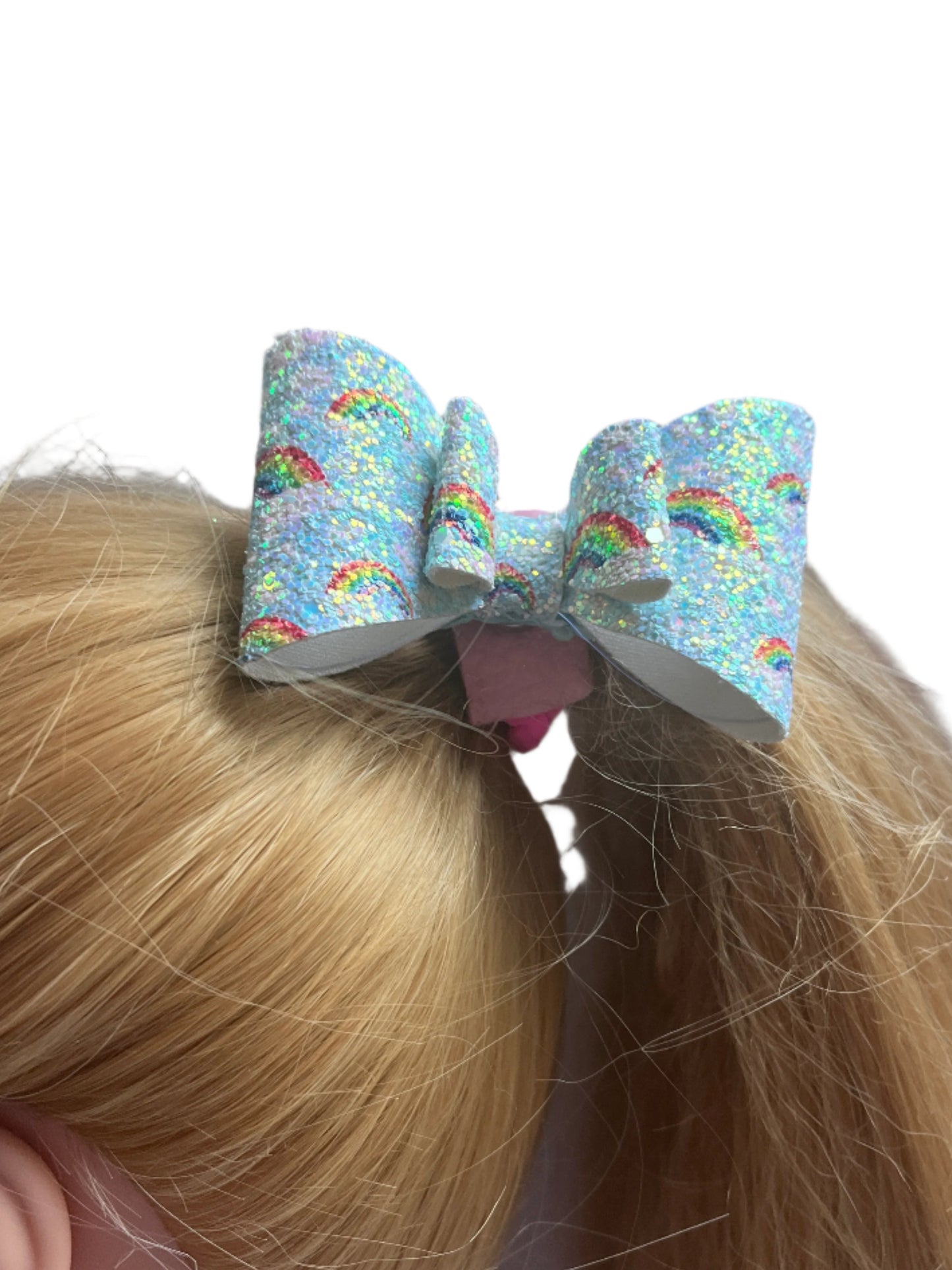 Blue Glitter On Rainbow Chic Hairbows