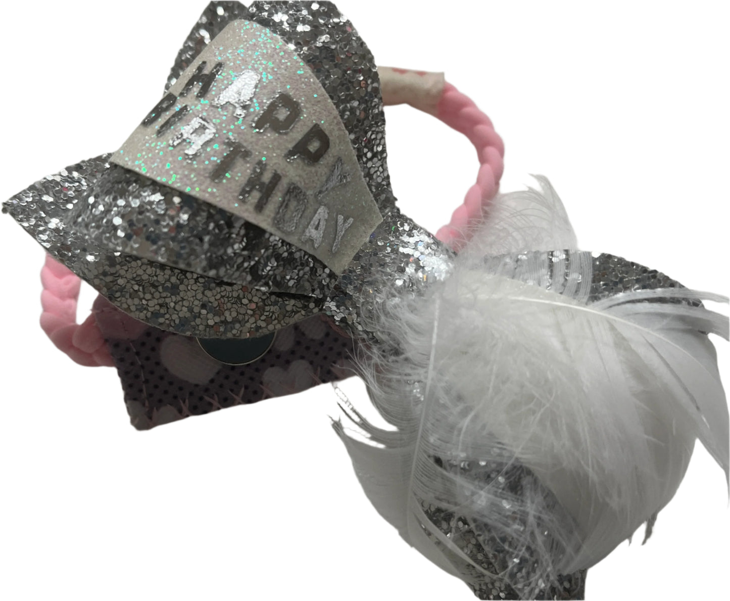 Happy Birthday Silver / Feather Chic Hairbows