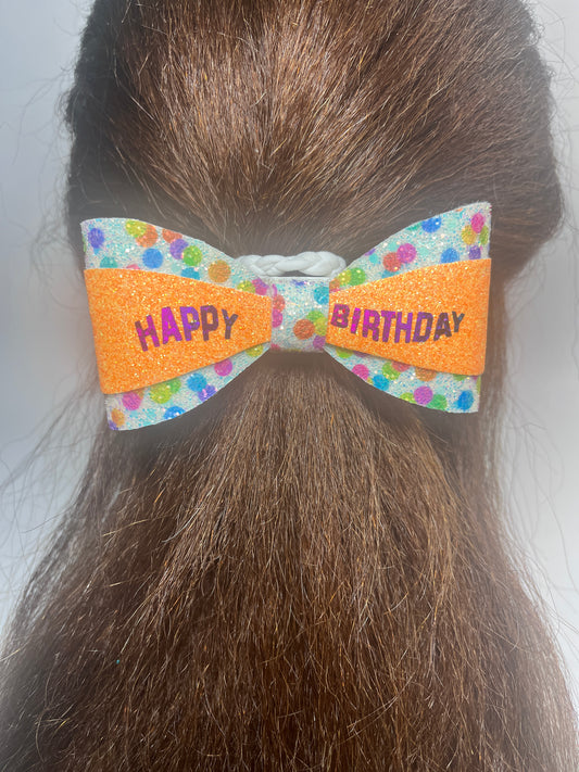 Happy Birthday Orange/ polka dot