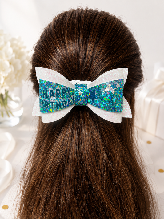 Fluorescent White/Teal Glitter