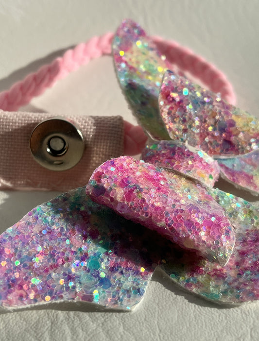 Butterfly Colorful Glitter Chic Hairbow with Pink Chic Hairband