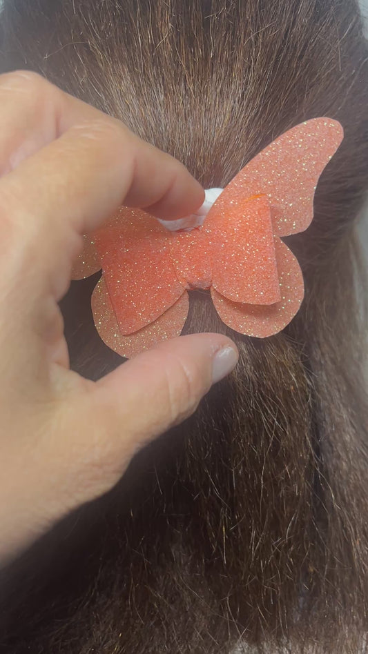 Orange Butterfly Glitter Chic Hairbows