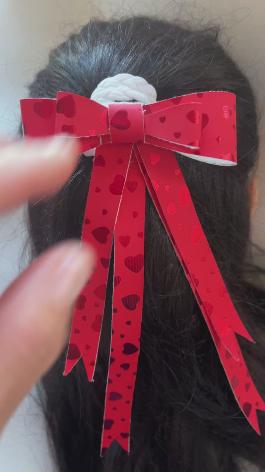 RED Hearts on RED Chic Hairbow